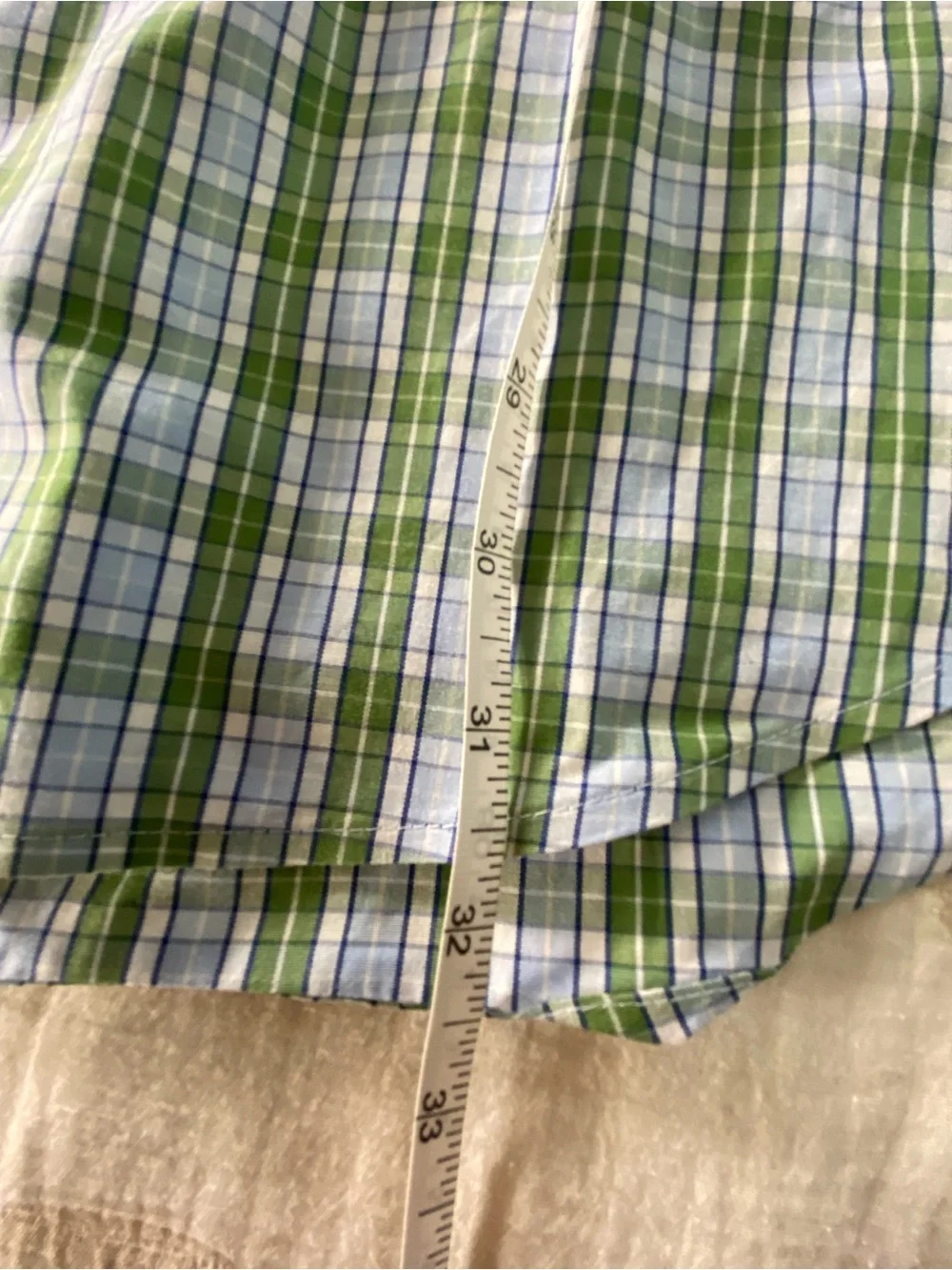 Banana Republic Green and Blue Plaid Button-Down XL Non-Iron Shirt Preppy